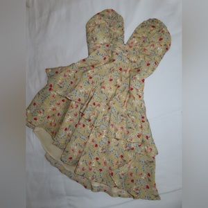Yellow Floral Strapless Mini Dress